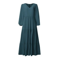 Haljina s dugim rukavima Solacol za žene Modna dugačka haljina Rukovanje u trajku Retro Pure Boja haljina