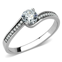 Ženski prstenovi visoko polirani prsten od nehrđajućeg čelika sa AAA CRD CZ u CLEAR DA233