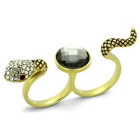 TK - IP zlatni prsten od nehrđajućeg čelika sa sintetičkim staklenim perli u crnom dijamantu