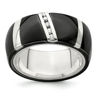 Crni titanijum muškarci i sterling srebrni muški .10ctw dijamantski muški vjenčani prsten veličine 8