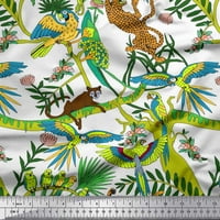 Soimoi Georgette viskozne tkanine grane, papagaj i leopard tkanine iz džunglem otisci dvorišta široko