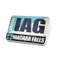 Porcelein Pin Airportcode Iag Niagara Falls Lapel Značka - Neonblond