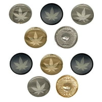 Marihuana listovi čvrsti set metala 0,6 šivajući okrugli dugmad - srebrna boja