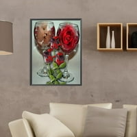 Aousin 5d DIY Full Okrugli bušilica Dijamantna slika Valentines Dan Rose Crtanje za dnevne sobe Dekor