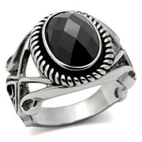 TK - visoki polirani prsten od nehrđajućeg čelika sa CR-om AAA CR-a u crnom dijamantu