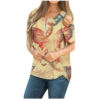 Taotanxi ženski ljetni tisak kratkih rukava za hladne majice za hladne ramene bluze žene na vrhu čišćenja