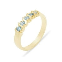 Britanci napravio 14k žuto zlato prirodno plavo Topaz ženski vječni prsten - Opcije veličine - veličine