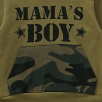 Mikrdoo Odeća za dječake za dječake MAMA Dječaka Zimske dukseve Kamuflažne hlače Outfits Zelene 3-mjesečne