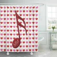 Pink uzorak monogram Crvena polukruga Ljubav srca Muzika Kupatilo Dekor zavoja za tuširanje