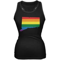 Connecticut LGBT lezbijski pride Rainbow Black Juniors Mekani tenk Vrh - veliki