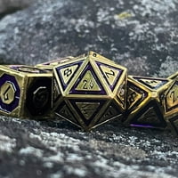 Cleric's Domain Purple & Gold Polyhedral DND RPG Metal Dicom Set