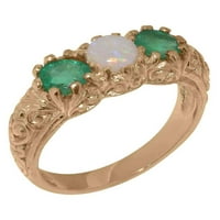 Britanci napravio 9k ružičasto zlato Real Pravi originalni i smaragdni ženski Obećani prsten - veličine