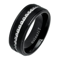 Comfort Fit Titanium vjenčani pojas Black brušeni centar Sjajni ivica CZ Vječni prsten