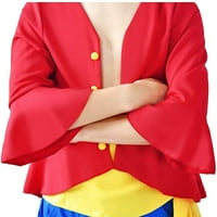 Bangyan Anime Luffy Cosplay Kostim Monkey D. Luffy Red Tstirt Hlače Outfit Noć vještica Kostim