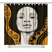 Modna prekrasna crna žena afrička djevojka u ukrasima zvoni vodootporni poliester kupaonica tuš za zavjese