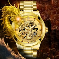 Kunyu Luxury Dragon Rhinestone okrugli biranje Svjetlosni analogni kvarcni unisni ručni sat