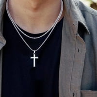 Slojedna križna ogrlica za muškarce nehrđajućeg čelika križnog ogrlice slojeviti lanac Bo lančani privjesak