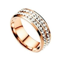Duhgbne Fashion Titanium čelik Dvostruki dijamantni prsten korejski stil modni dijamantni par od nehrđajućeg
