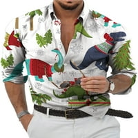 Glonme rever vrat Božićne majice za muškarce Slim Fit Holiday Tops Jednoj grudi Xmas Bluuse Style S