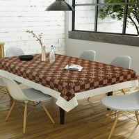 Casa-Nest 2- Seater PVC poklopac stola; Bež i smeđi kvadrati; Protiv klizanja; ; Poklopac stola za sjedenje