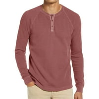 Muški dugi rukav pleteni pletene vrhove džempene Henley izrez košulja pletiva od puloverske košulje