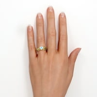 0. KRATA Okrugli venčani set plavog mjesečanog kamena - zamršen vintage mjesečev prsten - 18K žuto zlato