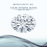 Gem Stone King 18K ruža pozlaćena srebrna zaručnički prsten ovalni rubin i moissinite