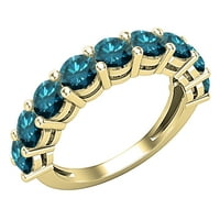 Dazzlingock kolekcija okrugla Blue Diamond godišnjica vjenčanica za žene u 10k žuto zlato, veličine