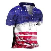 Clearice Muške košulje 4. jula Američka zastava Print Tes Ters Pulover Actither odjeća Majica kratkih