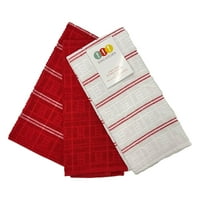 Popularni kućni 3-komadni ručnik za ručnike Soho Terry, Crveno-bijelo