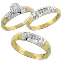 10k žuti zlatni mens dijamantski vjenčani prsten za muškarce 0. CTTW Sjajno rezano širine veličine 14