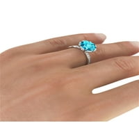 3. CTW Aquamarinski prsten sa dijamantima 14k bijeli zlatni cvijet Vintage Halo