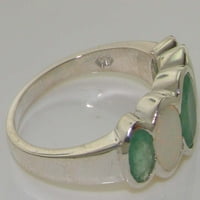 Britanci napravio 9k bijeli zlatni prirodni smaragdni i opal Womens Obećani prsten - veličine opcija