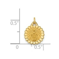 14K zlatna čvrsto polirana saten sićušna kružna ogrlica čudesna ogrlica sa medaljima mjeri 15,5x široka
