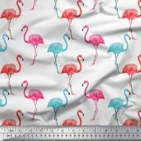 Soimoi Poly Georgette tkanina Flamingo Tkanina za ptice otisci sa dvorištem širom