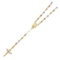 Jewels by Lu 14k ruža bijela i žuta trobojna zlato izrezana perla Gospa od GUADALUPE Djevica Marija ružarska lanac ogrlica