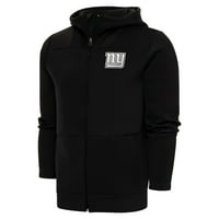 Muški antigua Black New York Giants Metallic Logo Zaštita punog zip hoodie