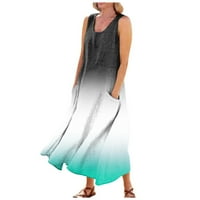 Ženska maxi haljina ljetne casual sandress duge haljine Havajska plaža Maxi haljina s džepovima