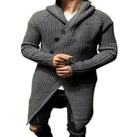 Luxplum muns odjeća od pune boje jakna s dugim rukavima dvostruki džemper Cardigan Rad tamno sive m