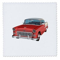 3Droza klasičnog crvenog kabrioletnog automobila s vrhunskim kvadratom - quilt