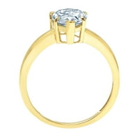 1. CT sjajan krug Clear Simulirani dijamant 18k žuti zlatni pasijans prsten sz 8