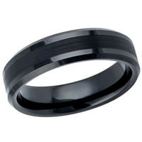 Muški ženski volfram vjenčani zaručni prsten za angažman crne IP pobrijane četkice sjajne linije sa