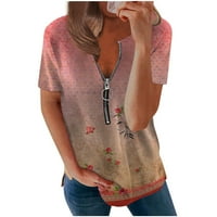 Amousa trendy ljetne košulje Ženske modne casual cvjetne tiskane majice kratkih rukava sa zatvaračem