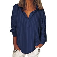 Leylayray ženski palicni gumb s majicama bluza plavi rever s dugim rukavima, povremene ogromne prevelike