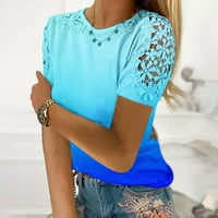 Žene ljetne majice kratkih rukava o vratu Dressy Care Ležerne bluze čipke, plavi m