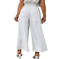 Ženske široke noge duge hlače umazani visoki struk labavi fit bočni džepovi Pantalone Ležerne plaže