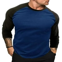 Bikopu muške kontrastne majice u boji, dugi rukav O-izrez jednostavan casual slim fit osnovni vrhovi