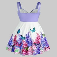 Ljeto Novo l Ženska modna boja Sling V-izrez Top cvjetni leptir za bluze Bluze Žene Ležerne bluze Labavi