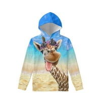 Hoodies novitete Suhoaziiia za djevojke 8- smiješna plaža Giraffe grafička dukserica padajući pulover