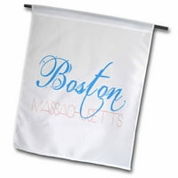3drose američki gradovi - Bostonski masačusetts crveni i plavi na bijeloj boji - vrtna zastava